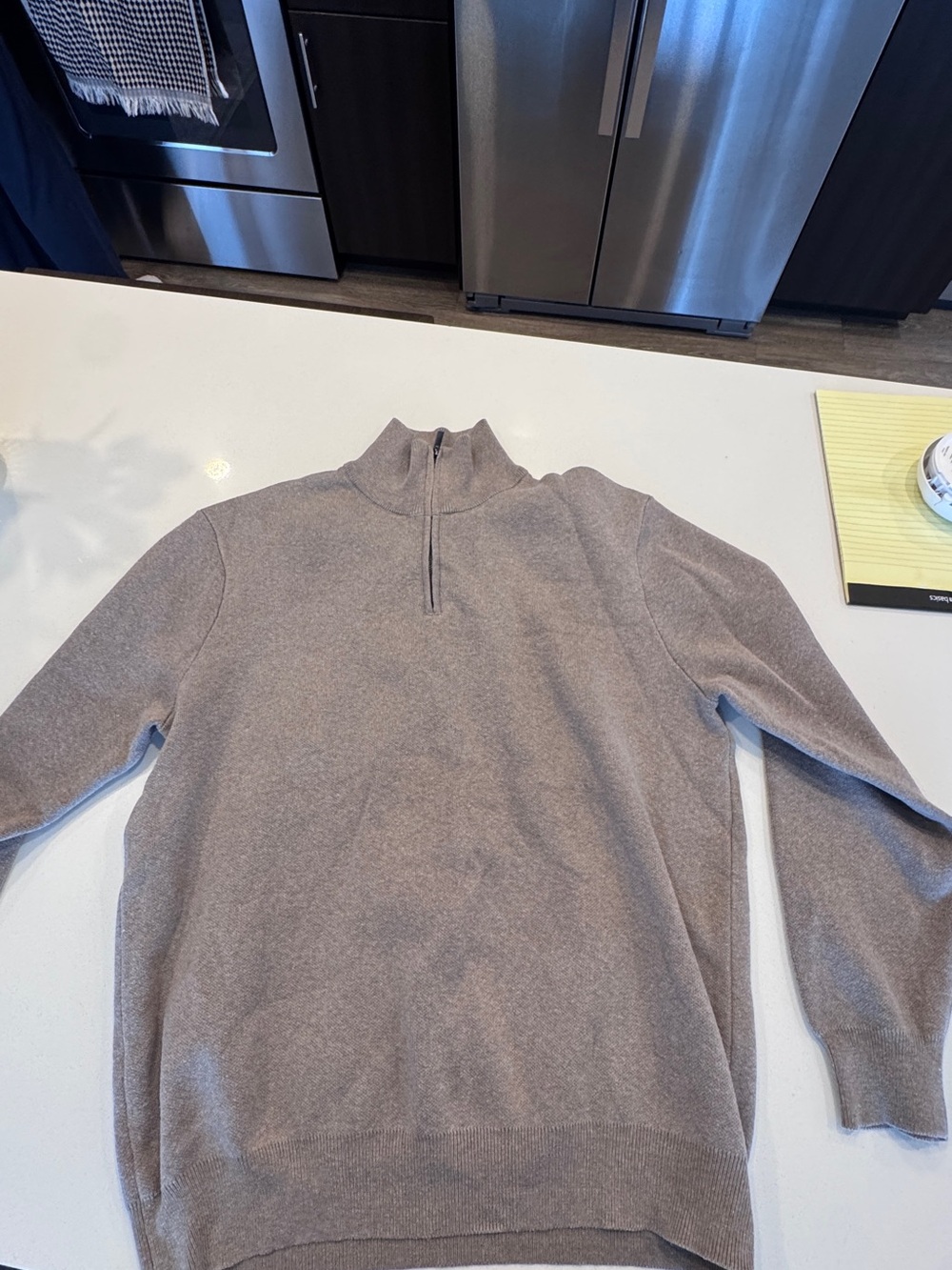 Primark Men's Zip Mock-Neck Sweater in Taupe Brown